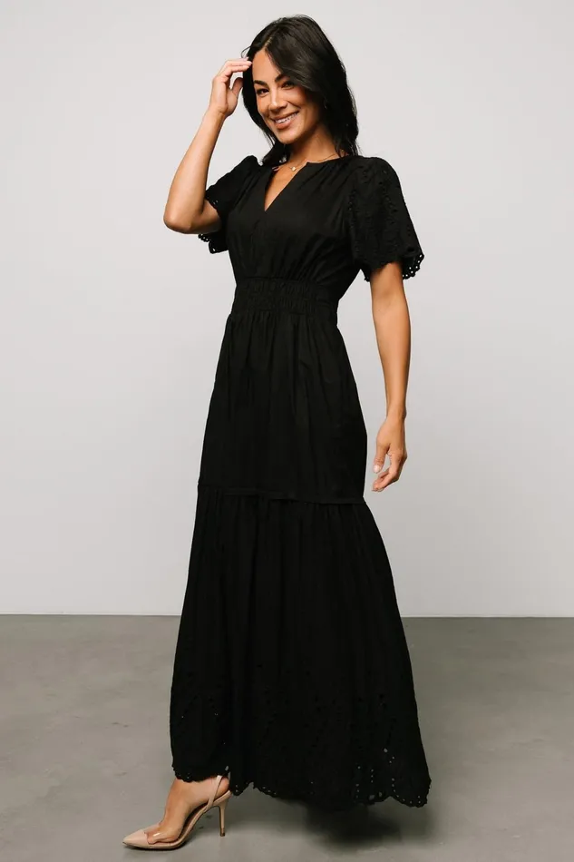 Women Bump Friendly Baltic Born Annette Eyelet Maxi Dress Black Women Bump Friendly Baltic Born Annette Eyelet Maxi Dress Black