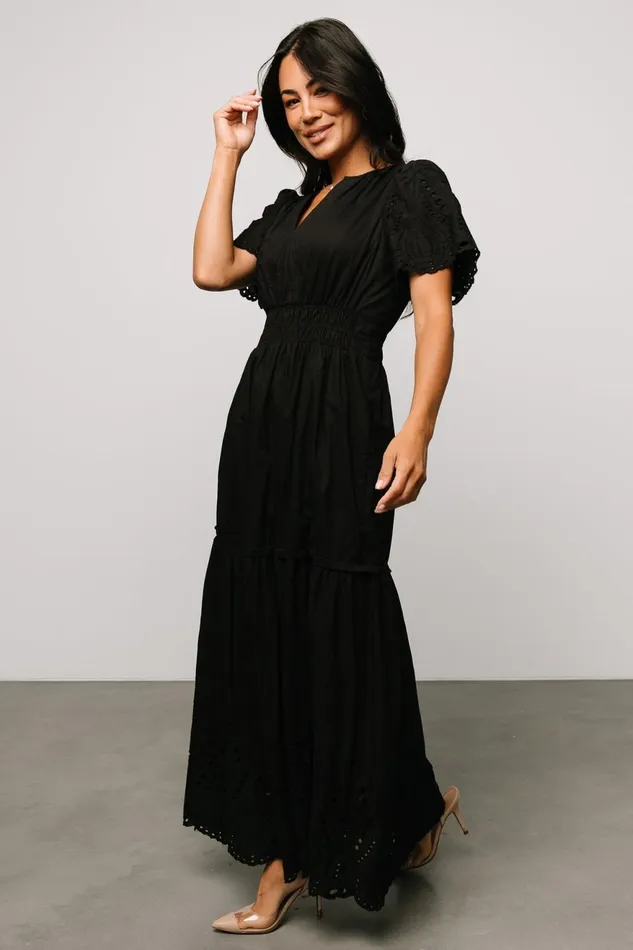 Women Bump Friendly Baltic Born Annette Eyelet Maxi Dress Black Women Bump Friendly Baltic Born Annette Eyelet Maxi Dress Black
