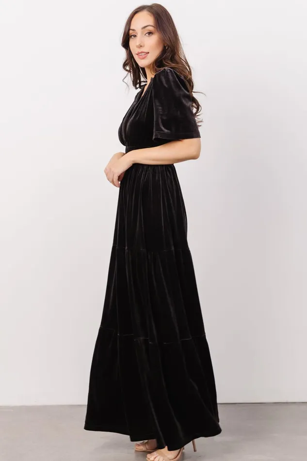 Women Bump Friendly Baltic Born Artemis Velvet Maxi Dress Black