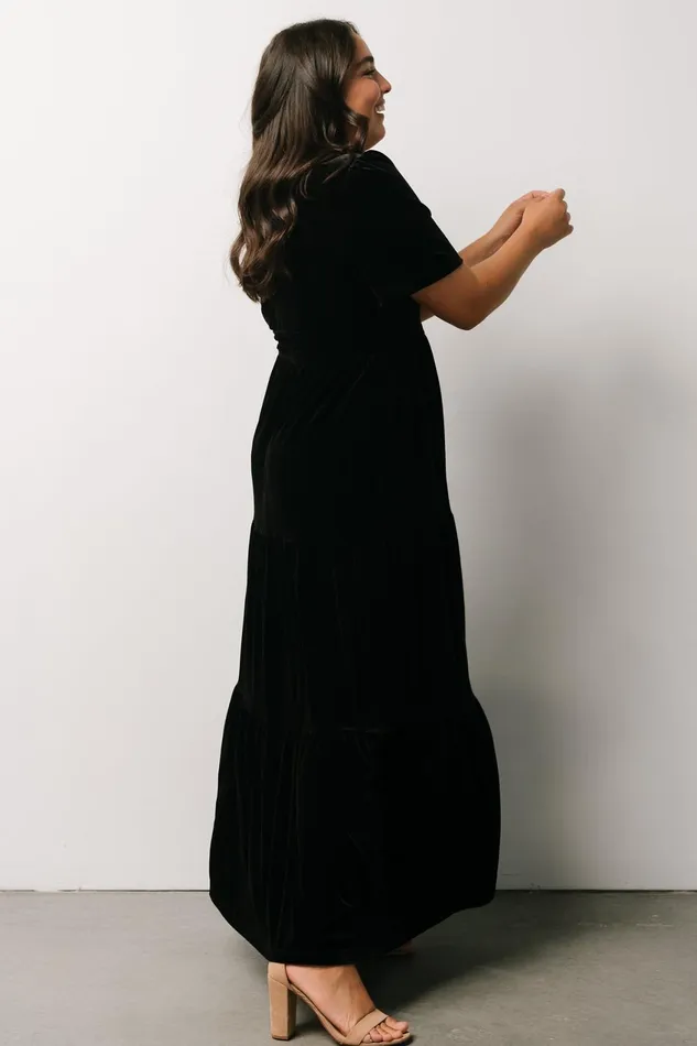 Women Bump Friendly Baltic Born Artemis Velvet Maxi Dress Black