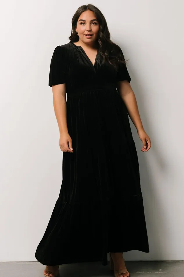 Women Bump Friendly Baltic Born Artemis Velvet Maxi Dress Black