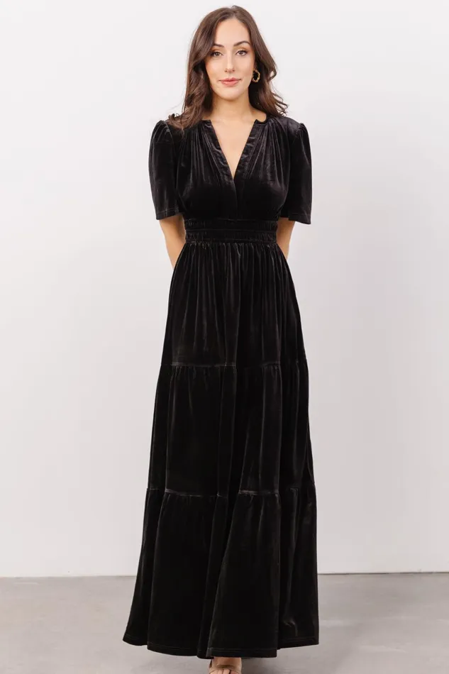 Women Bump Friendly Baltic Born Artemis Velvet Maxi Dress Black