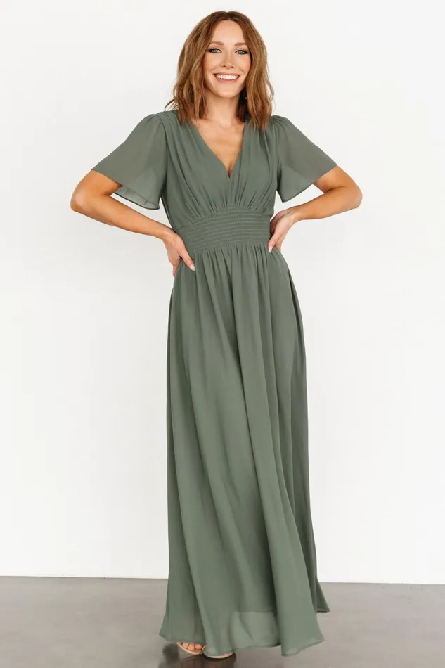 Women Bump Friendly Baltic Born Birdie Maxi Dress Dark Sage