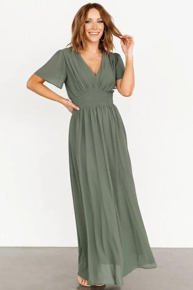 Women Bump Friendly Baltic Born Birdie Maxi Dress Dark Sage