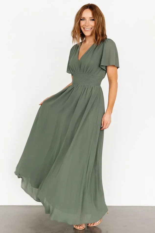 Women Bump Friendly Baltic Born Birdie Maxi Dress Dark Sage