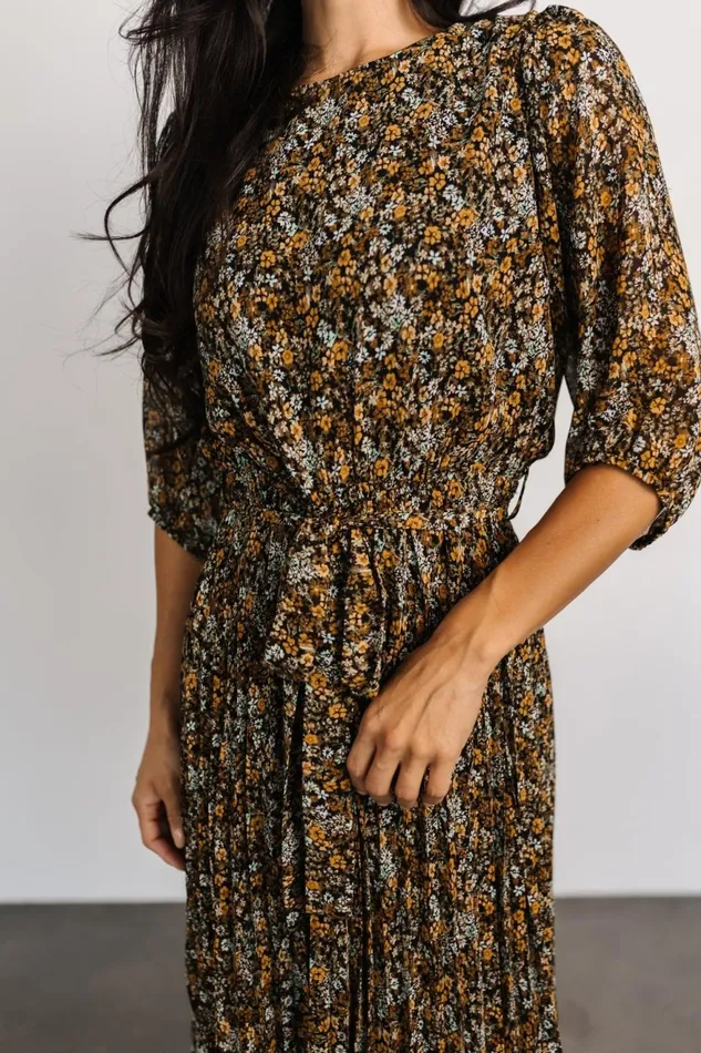 Women Bump Friendly Baltic Born Eileen Pleated Dress Midnight Garden Print Women Bump Friendly Baltic Born Eileen Pleated Dress Midnight Garden Print