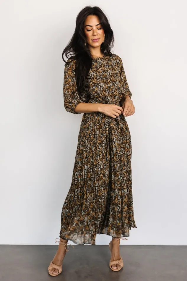 Women Bump Friendly Baltic Born Eileen Pleated Dress Midnight Garden Print Women Bump Friendly Baltic Born Eileen Pleated Dress Midnight Garden Print