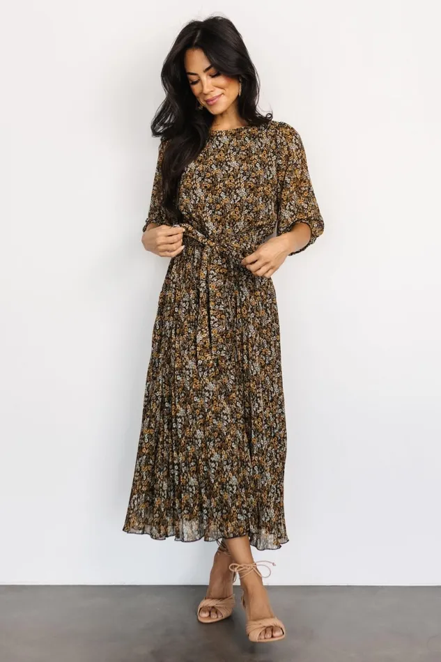 Women Bump Friendly Baltic Born Eileen Pleated Dress Midnight Garden Print Women Bump Friendly Baltic Born Eileen Pleated Dress Midnight Garden Print