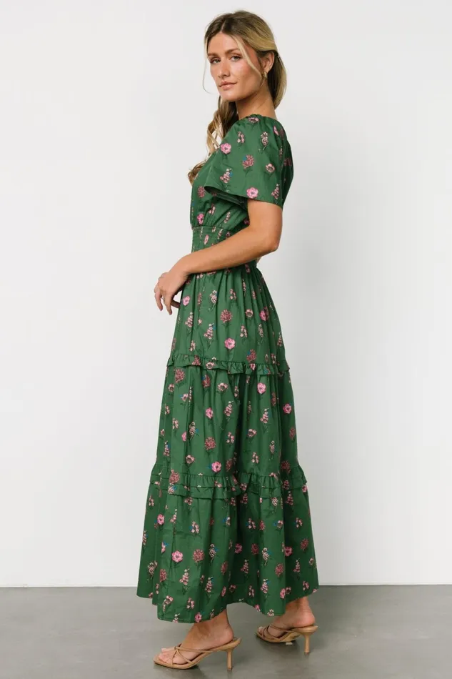 Women Bump Friendly Baltic Born Kiana Poplin Maxi Dress Green Pink Women Bump Friendly Baltic Born Kiana Poplin Maxi Dress Green Pink
