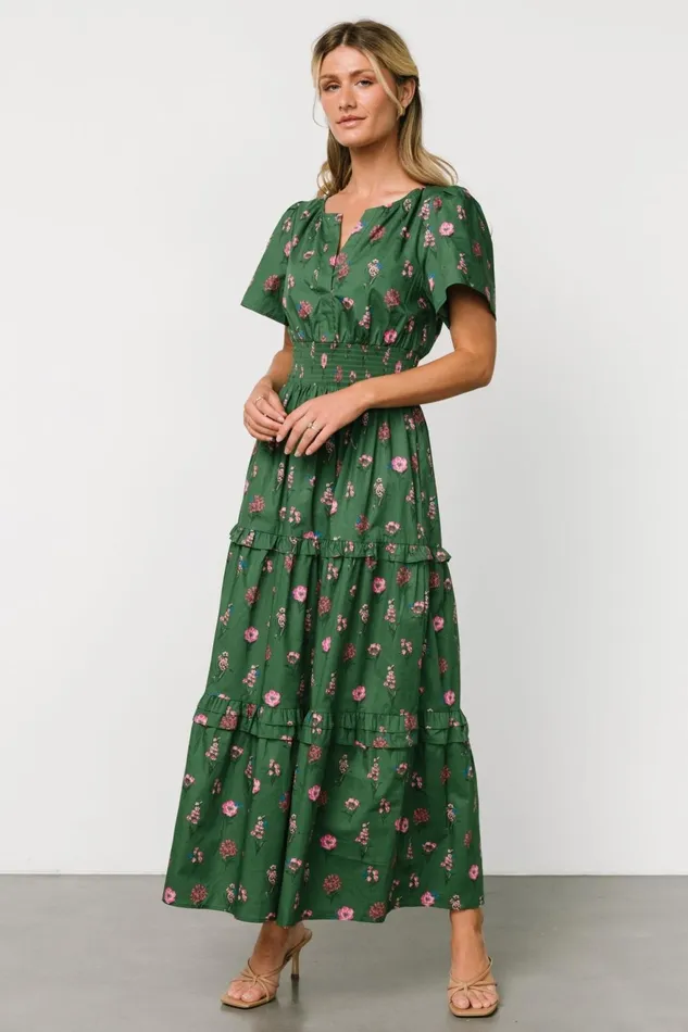 Women Bump Friendly Baltic Born Kiana Poplin Maxi Dress Green Pink Women Bump Friendly Baltic Born Kiana Poplin Maxi Dress Green Pink