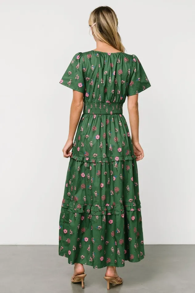 Women Bump Friendly Baltic Born Kiana Poplin Maxi Dress Green Pink Women Bump Friendly Baltic Born Kiana Poplin Maxi Dress Green Pink