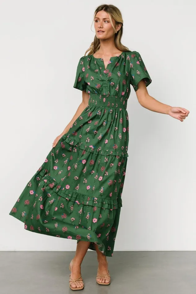 Women Bump Friendly Baltic Born Kiana Poplin Maxi Dress Green Pink Women Bump Friendly Baltic Born Kiana Poplin Maxi Dress Green Pink