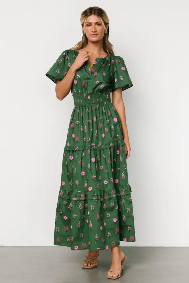 Women Bump Friendly Baltic Born Kiana Poplin Maxi Dress Green Pink Women Bump Friendly Baltic Born Kiana Poplin Maxi Dress Green Pink