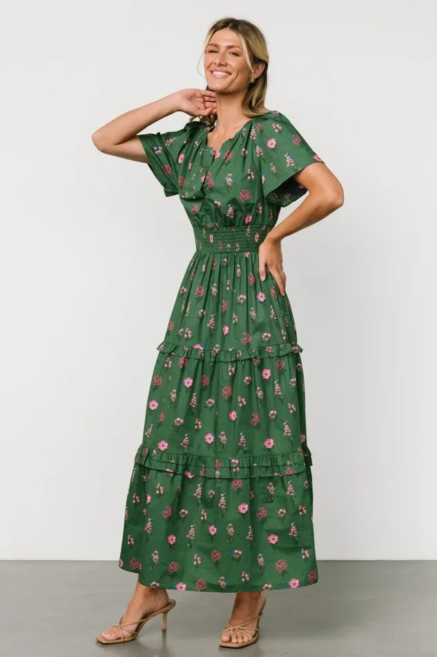 Women Bump Friendly Baltic Born Kiana Poplin Maxi Dress Green Pink Women Bump Friendly Baltic Born Kiana Poplin Maxi Dress Green Pink