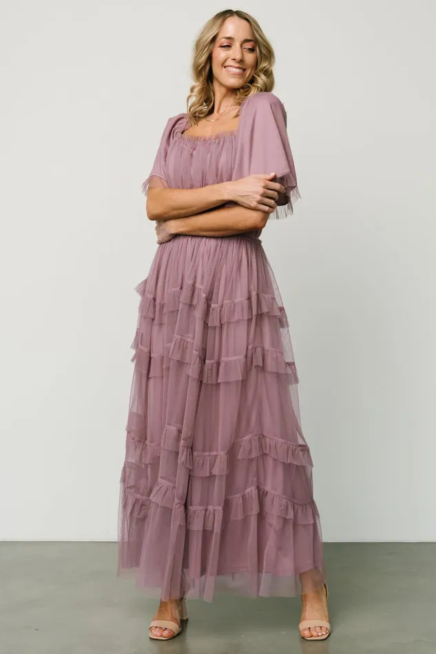 Women Bump Friendly Baltic Born Magdalena Tulle Maxi Dress Dusty Orchid