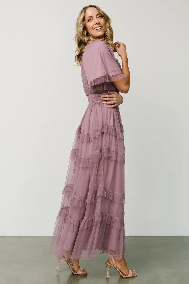 Women Bump Friendly Baltic Born Magdalena Tulle Maxi Dress Dusty Orchid