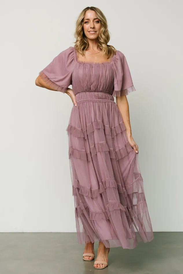 Women Bump Friendly Baltic Born Magdalena Tulle Maxi Dress Dusty Orchid