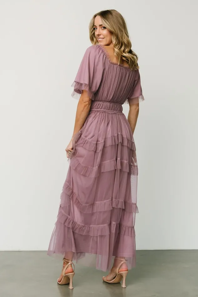 Women Bump Friendly Baltic Born Magdalena Tulle Maxi Dress Dusty Orchid