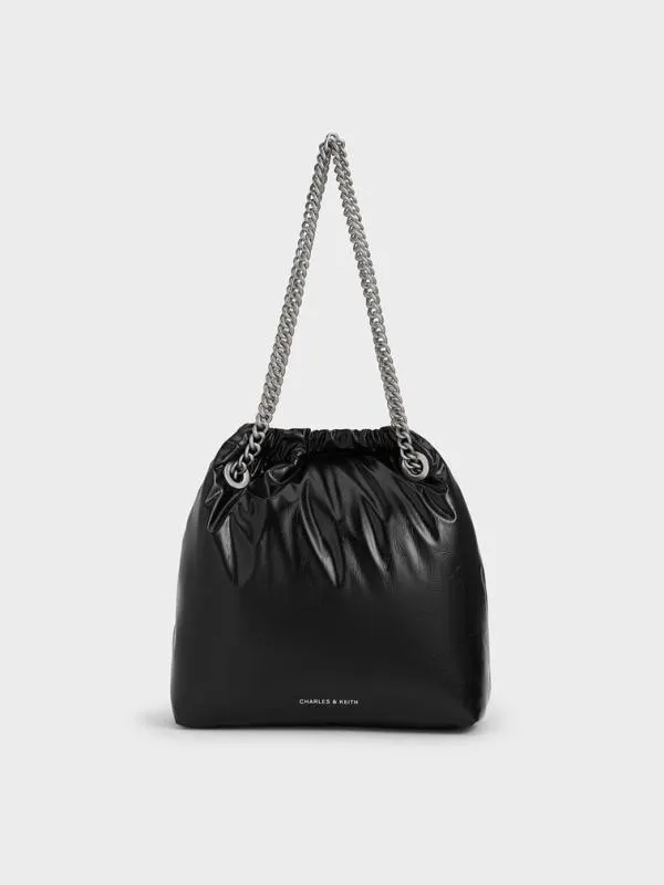 Women Caia ChainHandle Tote Bag 8211 Noir CHARLES and KEITH Slouchy Bags