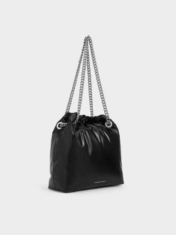 Women Caia ChainHandle Tote Bag 8211 Noir CHARLES and KEITH Slouchy Bags