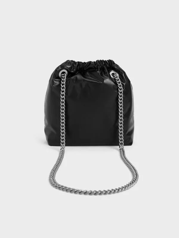 Women Caia ChainHandle Tote Bag 8211 Noir CHARLES and KEITH Slouchy Bags