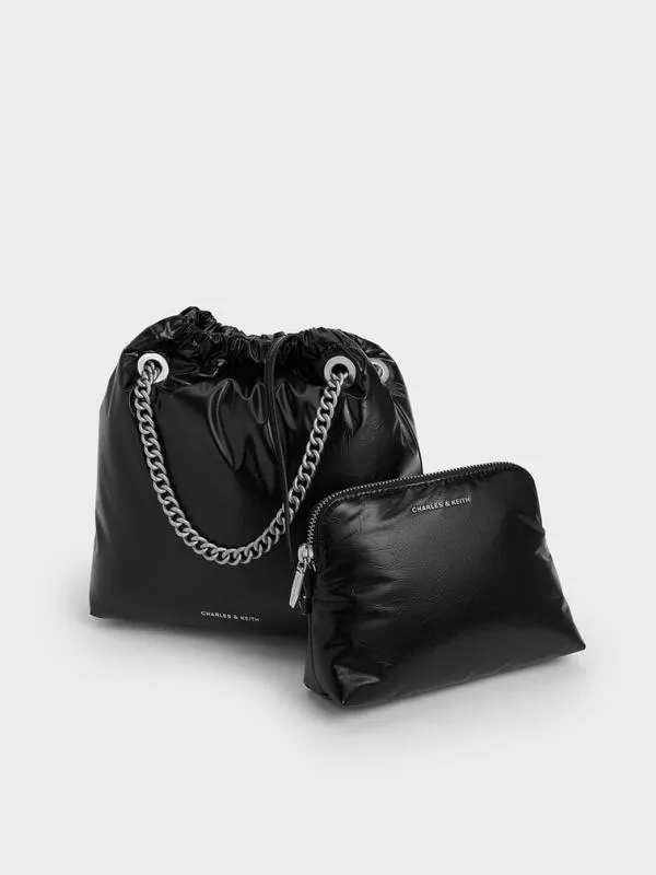 Women Caia ChainHandle Tote Bag 8211 Noir CHARLES and KEITH Slouchy Bags