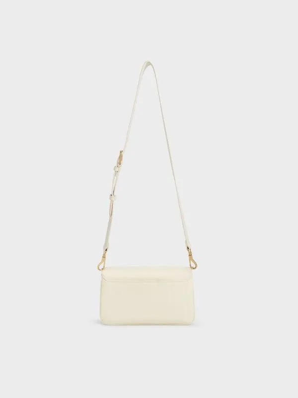 Women Caia Front Flap Shoulder Bag 8211 Cream CHARLES and KEITH Shoulder Bags