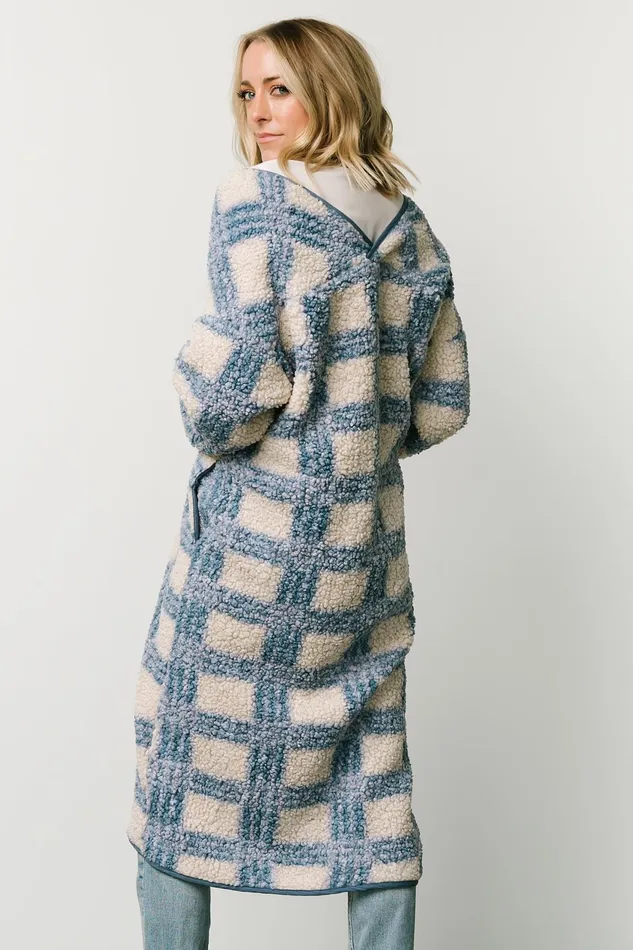 Women Cardigans Baltic Born Breckenridge Sherpa Long Cardigan Blue Plaid Women Cardigans Baltic Born Breckenridge Sherpa Long Cardigan Blue Plaid