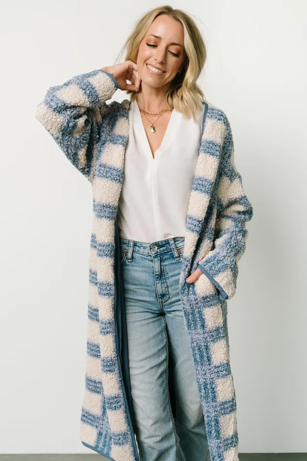 Women Cardigans Baltic Born Breckenridge Sherpa Long Cardigan Blue Plaid Women Cardigans Baltic Born Breckenridge Sherpa Long Cardigan Blue Plaid
