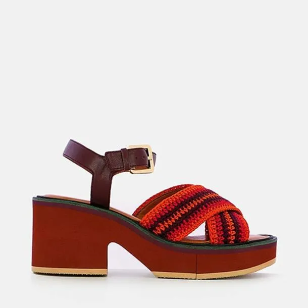 Women CARYA Crochet Red Clergerie Sandals