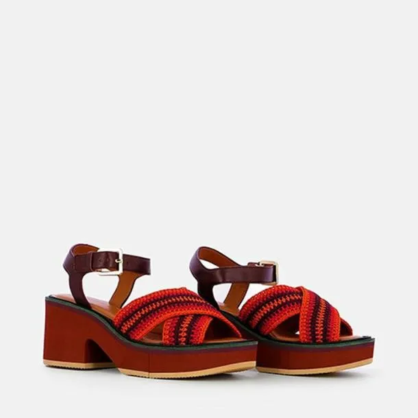 Women CARYA Crochet Red Clergerie Sandals