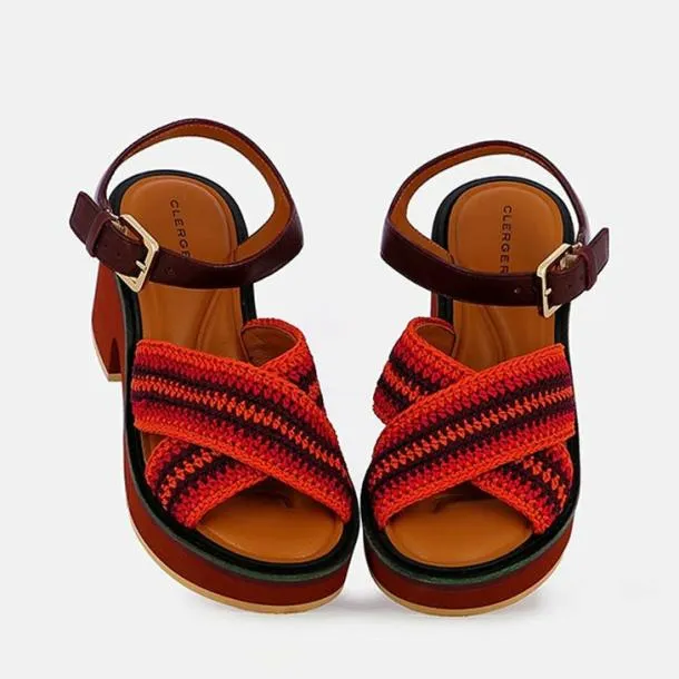 Women CARYA Crochet Red Clergerie Sandals
