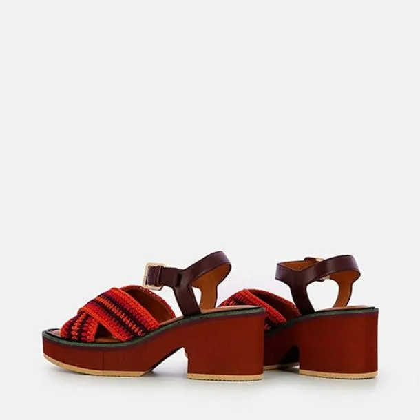Women CARYA Crochet Red Clergerie Sandals