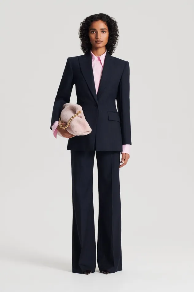 Women CHALK STRIPE TAILORED JACKET NAVY Jackets Scanlan Theodore