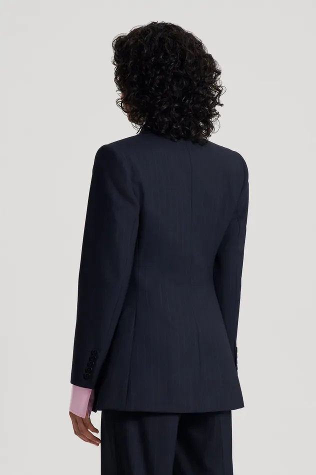 Women CHALK STRIPE TAILORED JACKET NAVY Jackets Scanlan Theodore Women CHALK STRIPE TAILORED JACKET NAVY Jackets Scanlan Theodore