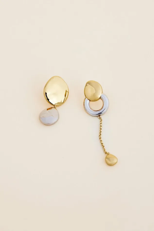 Women CHAPEL CAST MIX EARRINGS Gold Silver Mix Acler Jewellery