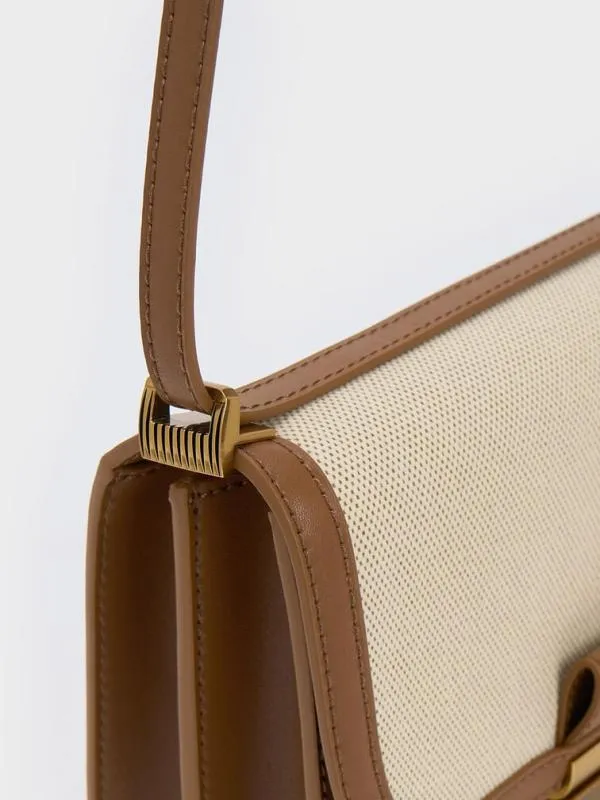 Women Charlot Canvas Crossbody Bag 8211 Chocolate CHARLES and KEITH Crossbody Bags