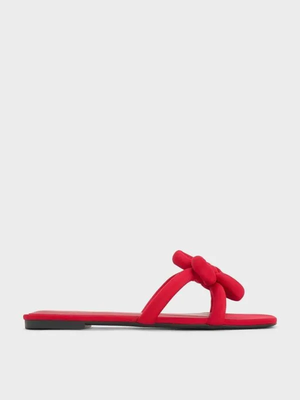 Women CloverKnot Slide Sandals 8211 Red CHARLES and KEITH Sandals