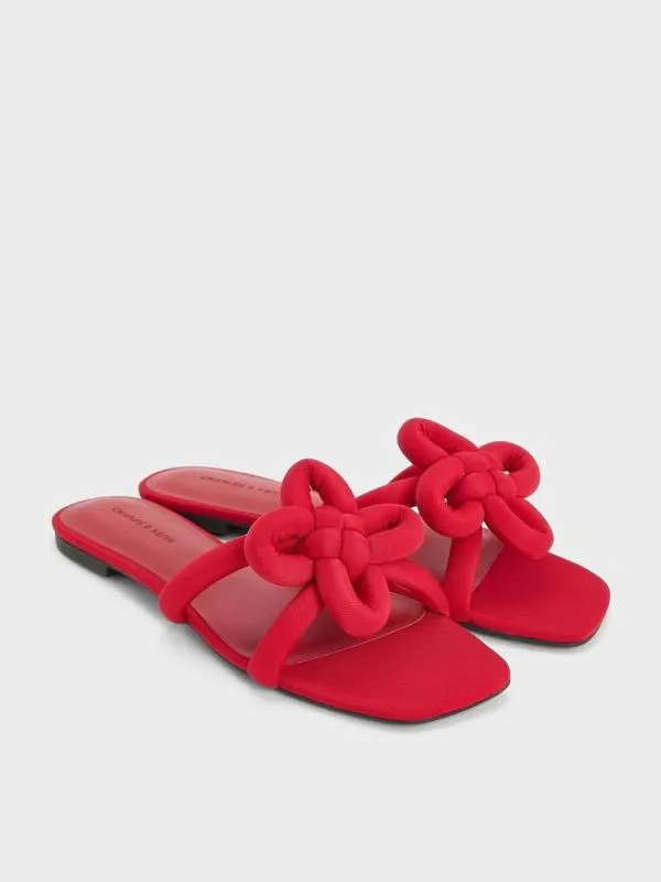 Women CloverKnot Slide Sandals 8211 Red CHARLES and KEITH Sandals