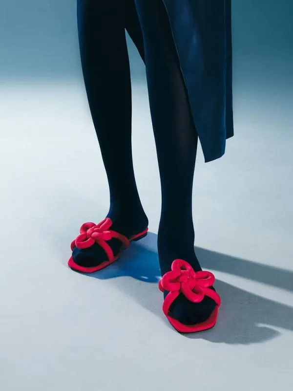 Women CloverKnot Slide Sandals 8211 Red CHARLES and KEITH Sandals