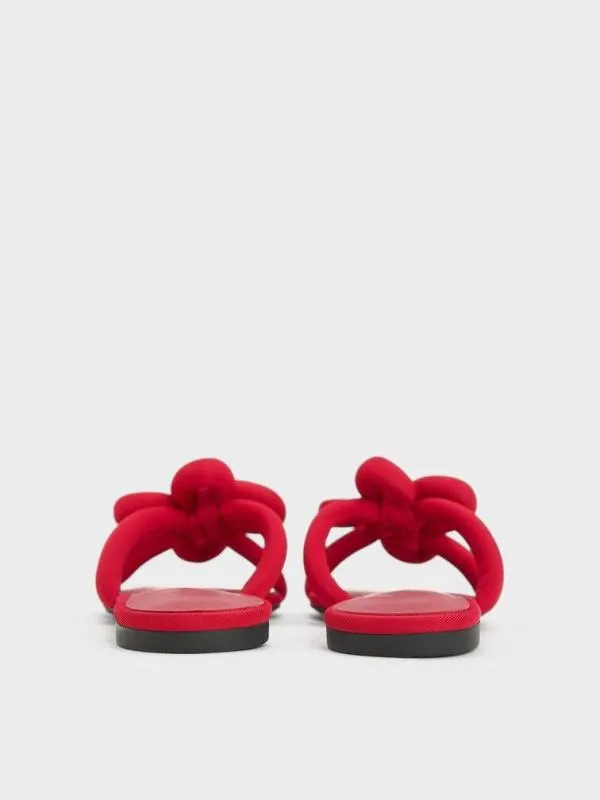 Women CloverKnot Slide Sandals 8211 Red CHARLES and KEITH Sandals