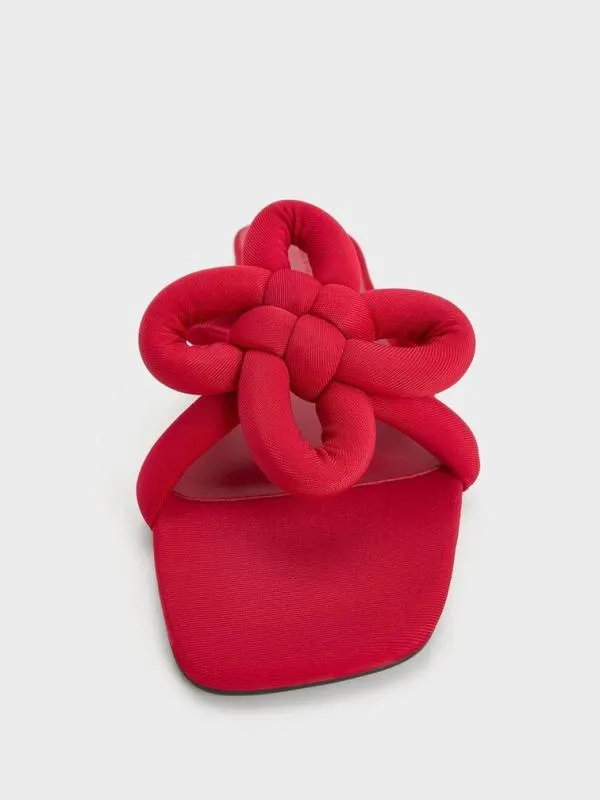 Women CloverKnot Slide Sandals 8211 Red CHARLES and KEITH Sandals