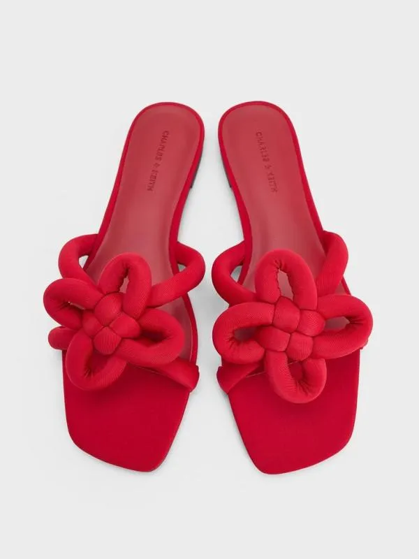 Women CloverKnot Slide Sandals 8211 Red CHARLES and KEITH Sandals
