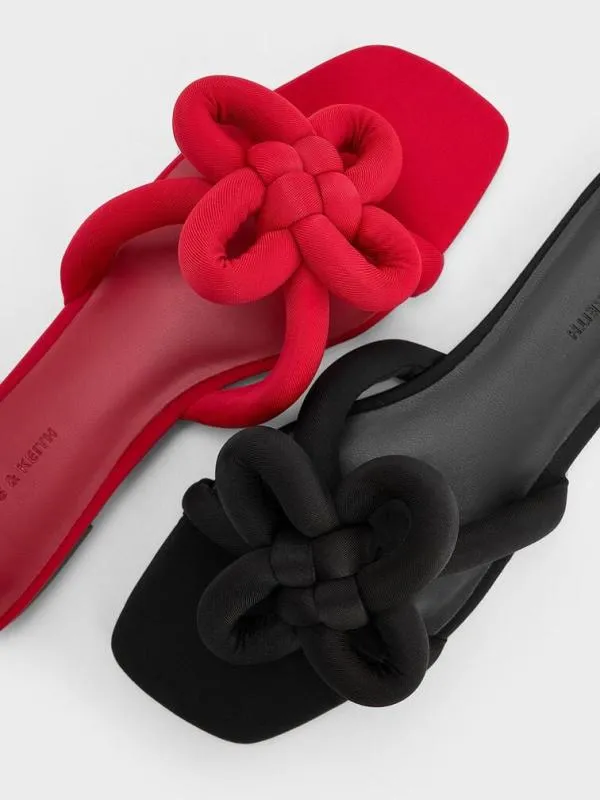 Women CloverKnot Slide Sandals 8211 Red CHARLES and KEITH Sandals