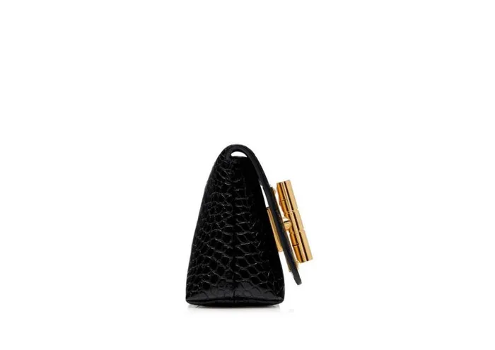Women Clutches Tom Ford Shiny Stamped Crocodile Leather Natalia Mini Shoulder Bag Black Women Clutches Tom Ford Shiny Stamped Crocodile Leather Natalia Mini Shoulder Bag Black