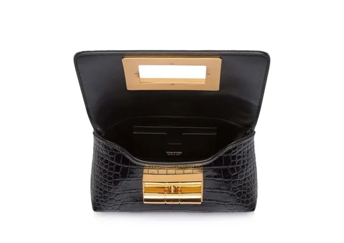 Women Clutches Tom Ford Shiny Stamped Crocodile Leather Natalia Mini Shoulder Bag Black Women Clutches Tom Ford Shiny Stamped Crocodile Leather Natalia Mini Shoulder Bag Black