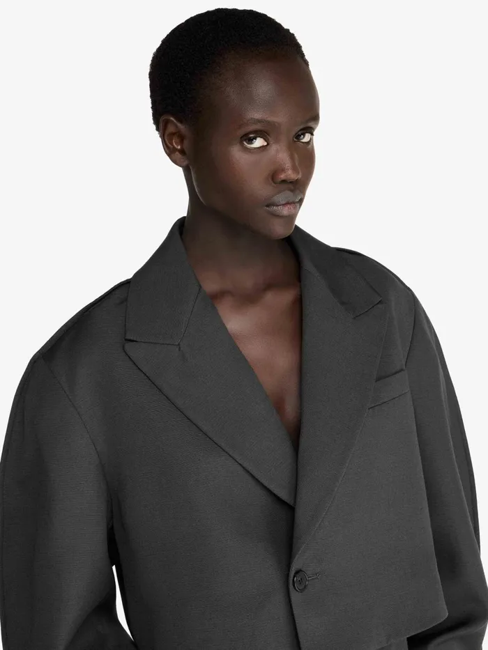 Women Coats and Jackets JW Anderson CROPPED ROUNDED TAILORED JACKET Charcoal Women Coats and Jackets JW Anderson CROPPED ROUNDED TAILORED JACKET Charcoal