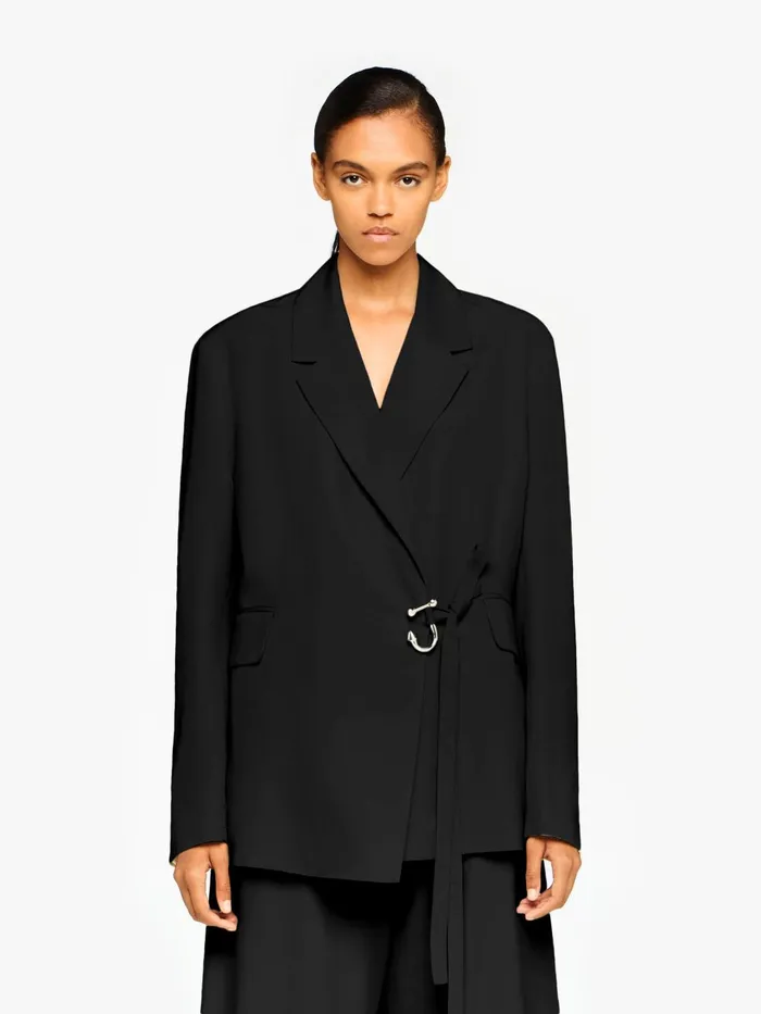 Women Coats and Jackets JW Anderson TAILORED WRAP BLAZER Black