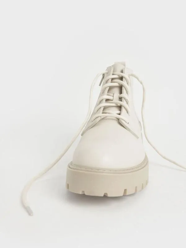 Women Commute LaceUp Chunky Ankle Boots 8211 Chalk CHARLES and KEITH Boots Women Commute LaceUp Chunky Ankle Boots 8211 Chalk CHARLES and KEITH Boots
