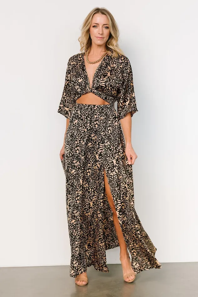 Women Cover Ups Baltic Born Morlana Maxi Dress Black Tan Print